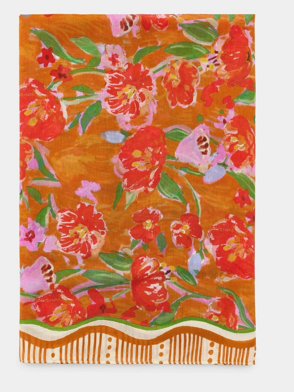 Zara watercolors print silk modal scarf, 80x 80 cm, multicolored
